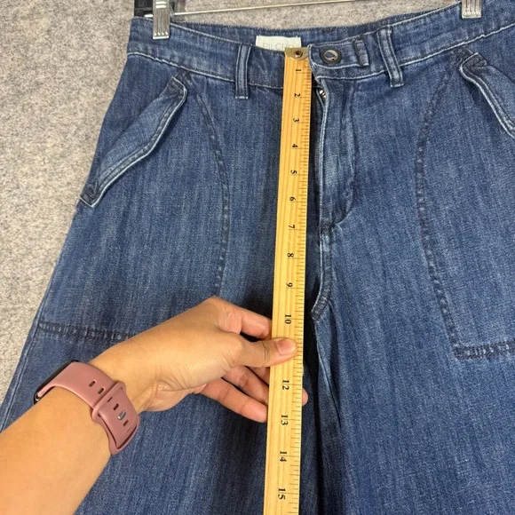 Pilcro Anthropologie Blue Wide Leg Jeans Size 26 High Rise Utility Denim Style - Picture 8 of 16